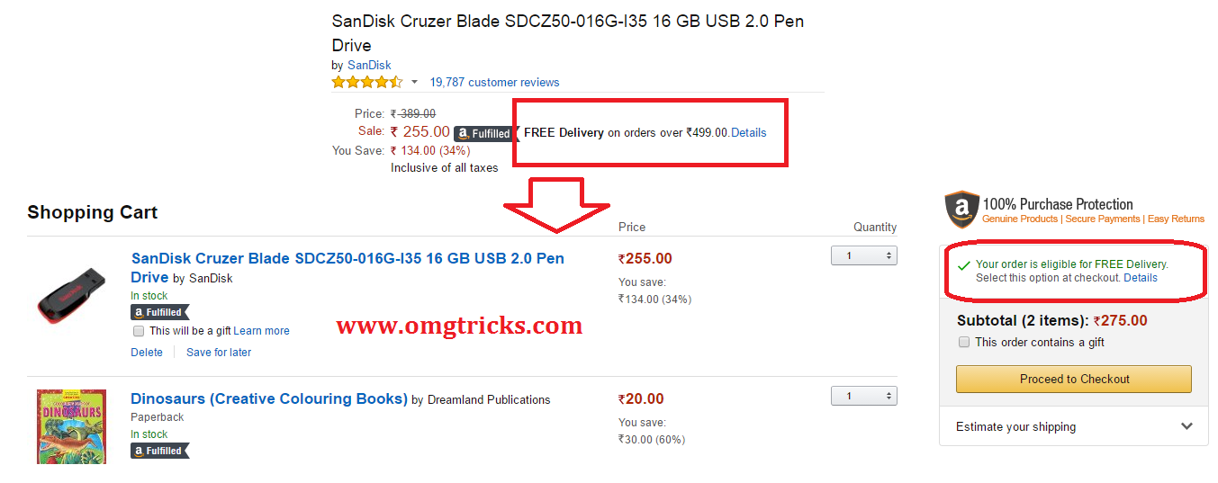 Trick To Remove Amazon Shipping Charges [ List Of Products Added ]