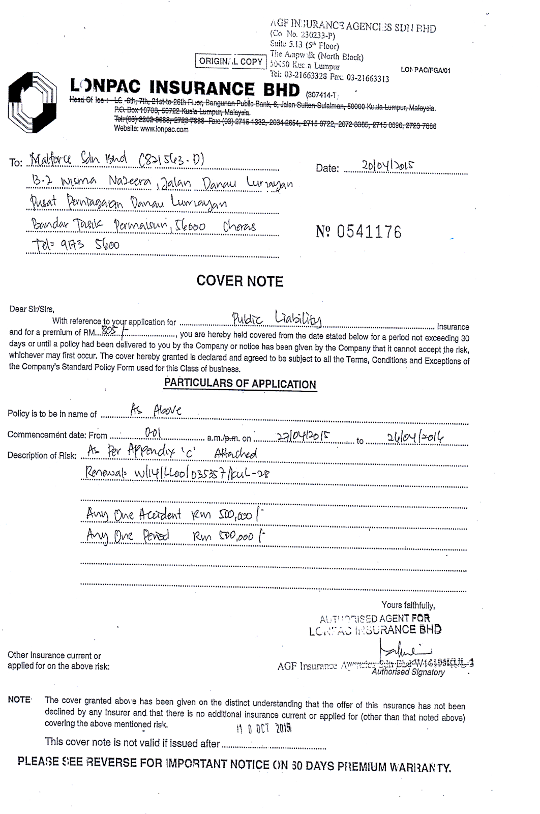 Malforce Gnt Malforce Lonpac Insurance Bhd