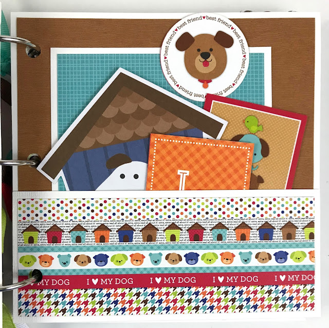 Dog Scrapbook Album page with a pocket & journaling cards