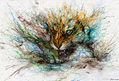 Pintura contemporánea con salpicaduras de tigre