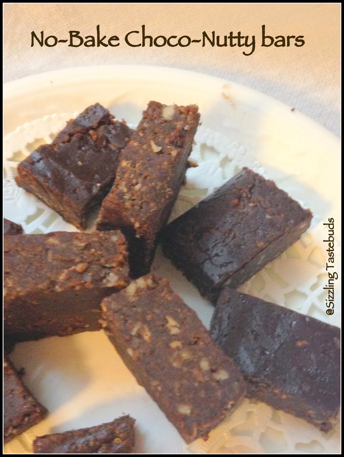 Sizzling Tastebuds No Bake Choco Nutty Bars How to make Choco Nutty