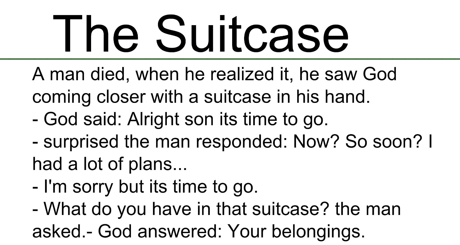 Mesmerizing Words The Suitcase Short Inspirational Story