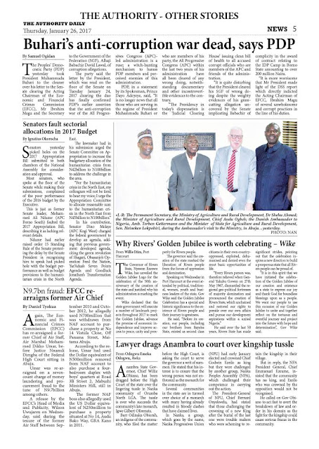 5 The Authority Newspapers Today January 26th, 2017