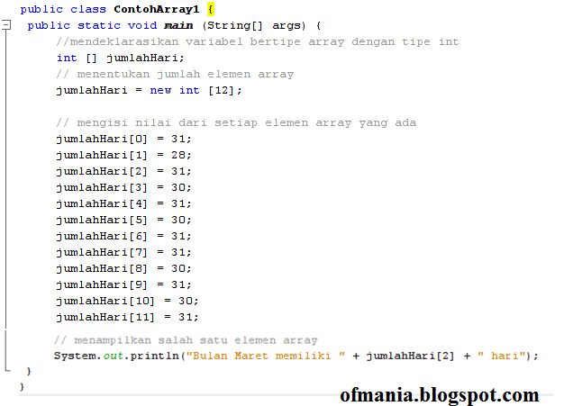Contoh Program Array Java OfMania