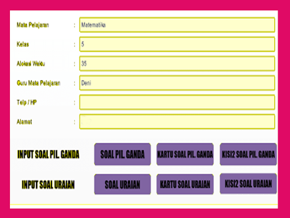 Aplikasi Pembuatan Soal Dan Kunci Balasan Format Excel Terbaru
