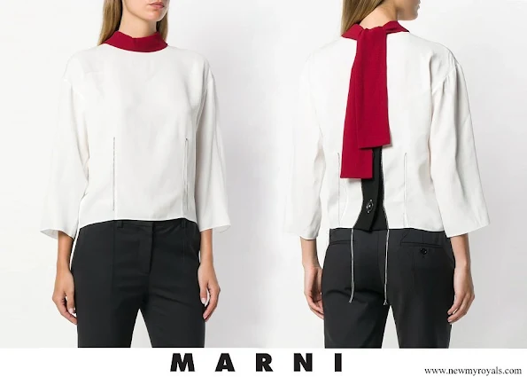 Queen Rania wore MARNI colour block blouse