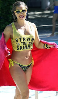 Jennifer Nicole Lee Yellow Bikini Batman swimwear Miami