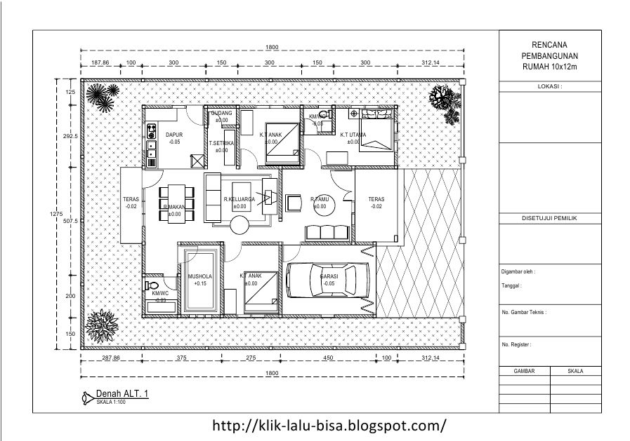 Download File .dwg AutoCAD Referensi Denah Rumah Type
