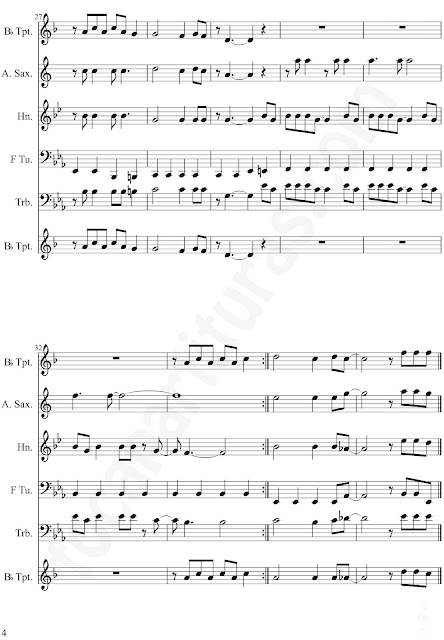 4 YMCASheet Music for trumpet, alto saxophone, horn, tube, trombone by Village Music Scores.JPG