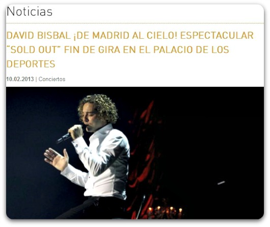 David Bisbal en Madrid espectacular sold out Fin de Gira
