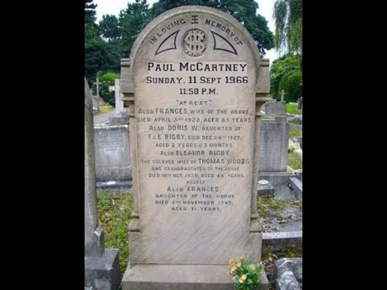 PAUL McCARTNEY'S  GRAVE STONE - (FAKE)