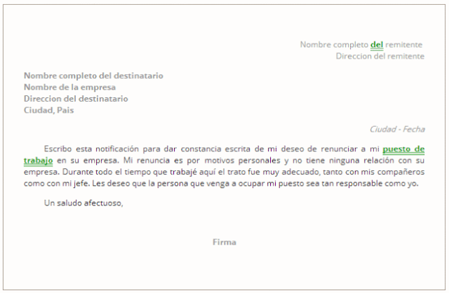 Tu Plantilla Express Carta De Renuncia Documento Editable