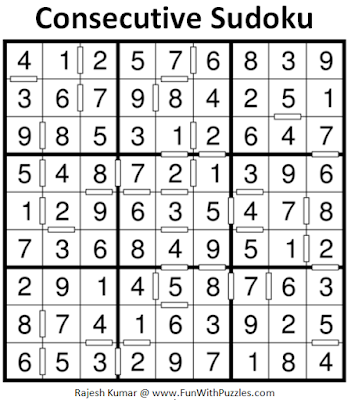 Consecutive Sudoku (Fun With Sudoku #188) Solution