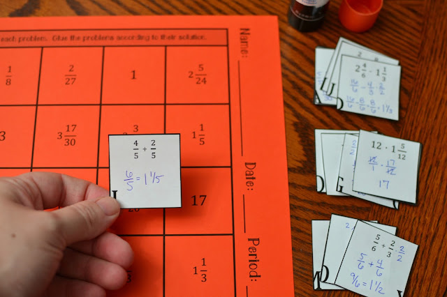 Operations on Fractions Math Freebies