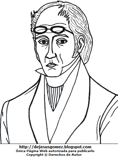Simón Rodríguez sin color Dibujo de Simón Rodríguez para dibujar o colorear. Ilustración de Simón Rodríguez de Jesus Gómez