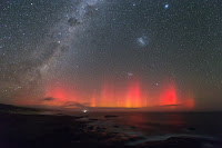 Aurora, Milky Way Galaxy, Large Magellanic Cloud Galaxy and Small Magellanic Cloud Galaxy seen over Australia