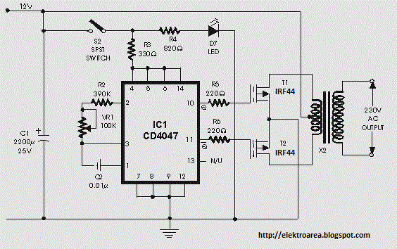 Irf44 Mosfet Based On 100 Watt Inverter Circuit Electro Circuit