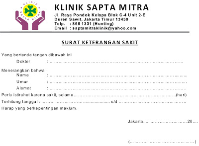 Contoh Surat Keterangan Sakit Dari Dokter Kosong Muda Mudi