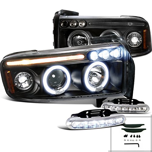 Ram 2500/3500 Halo Projector Headlights Black+Front Bumper LED Fog