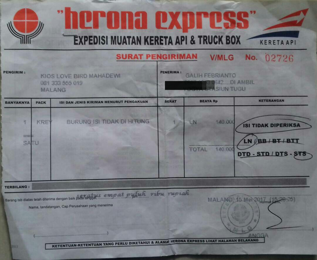 Kios Love Bird Maha Dewi Dokumentasi Pengiriman Paud Love Bird Maha Dewi