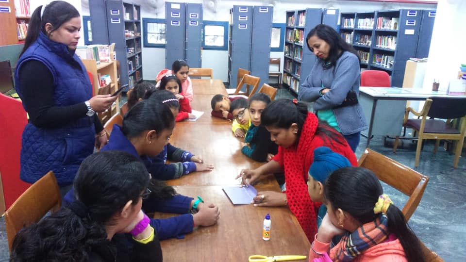 Paper Bag Making for children held in Children Section of the