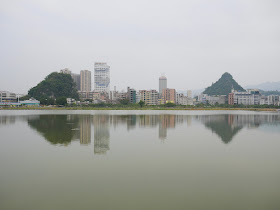 Yunfu's city center behind Panlong Lake 