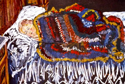 Niña duerme con la manta de abuela. Caridad de Ugarte
