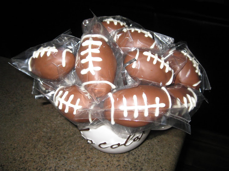 Superbowl Football cake pops with Butter Pecan cake and vanilla buttercream frosting