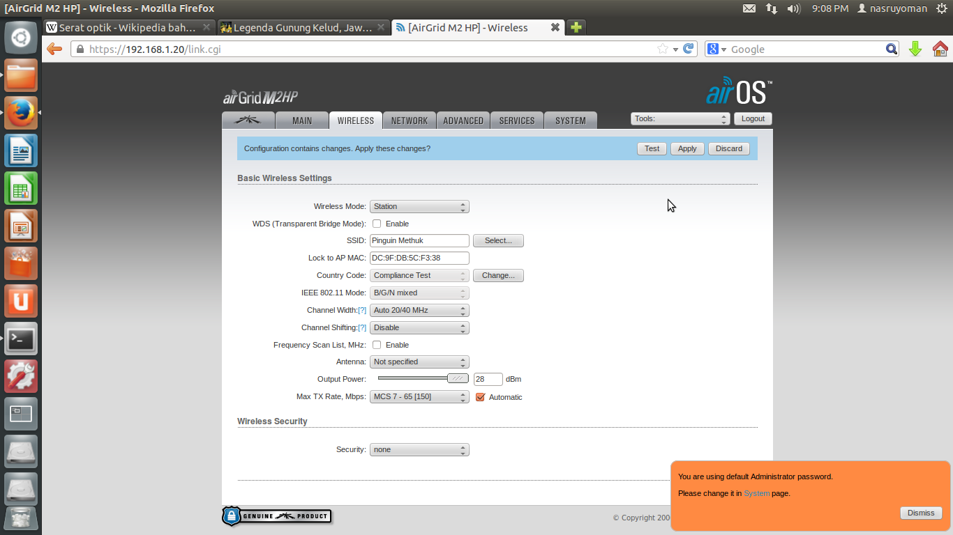Cara Setting UBNT airGrid M2HP Sebagai Station Mohamad Agus Nasrurohman