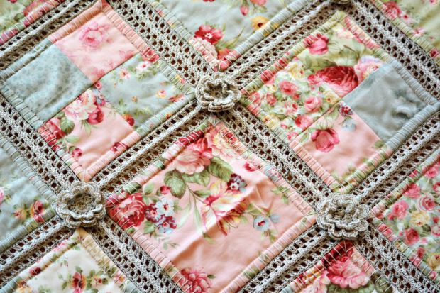 Dotty Textiles: Fabric & Crochet Quilt Combo
