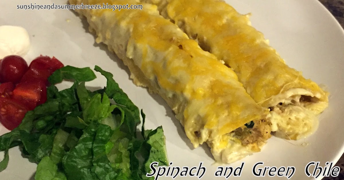 Sunshine and a Summer Breeze Spinach and Green Chile Chicken Enchiladas
