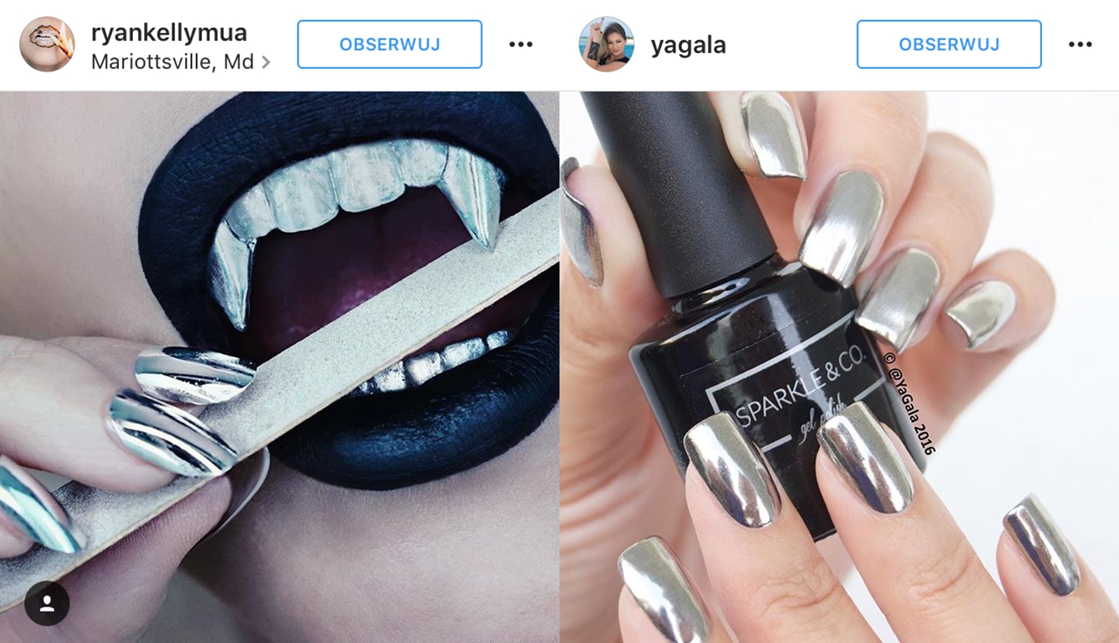 Chromowane Paznokcie Chrome Effect Lustrzane Paznokcie Zdjecia