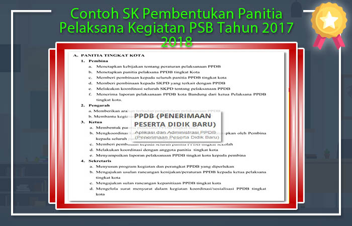 Contoh SK Pembentukan Panitia Pelaksana Kegiatan PSB Tahun 2017 2018