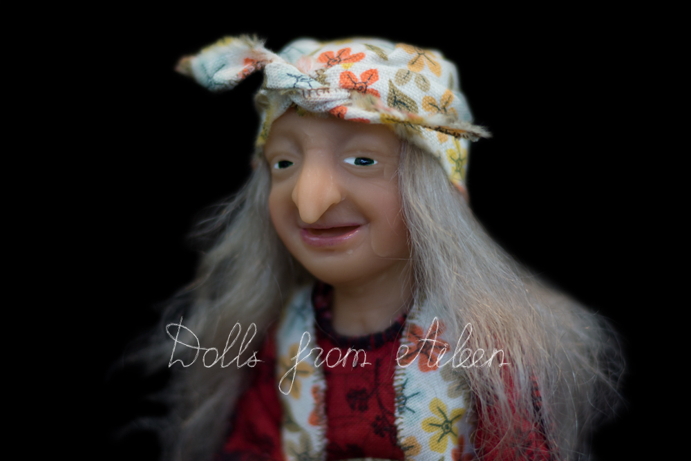 ooak miniature 'Baba Yaga' witch art doll's face