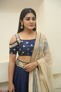 Niveda Thomas in Lovely Blue Cold Shoulder Ghagra Choli Transparent Chunni ~  Exclusive Celebrities Galleries 070