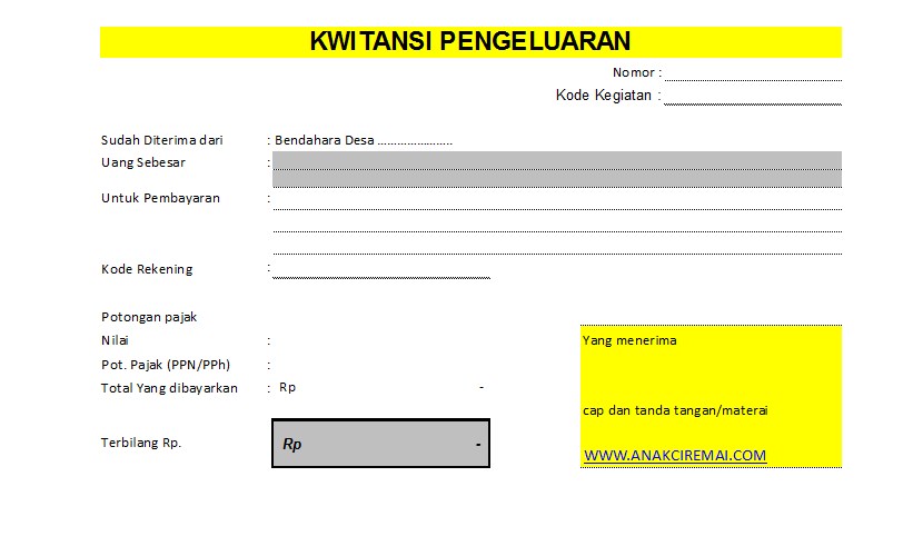 Contoh Kwitansi Losos