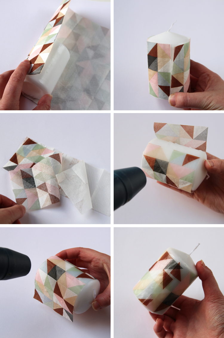 HOW TO DECORATE CANDLES WITH NAPKINS. Gathering Beauty