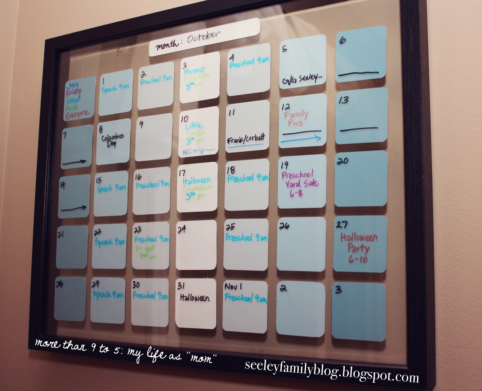 more than 9 to 5...my life as "Mom" DIY Paint Chip Wall Calendar