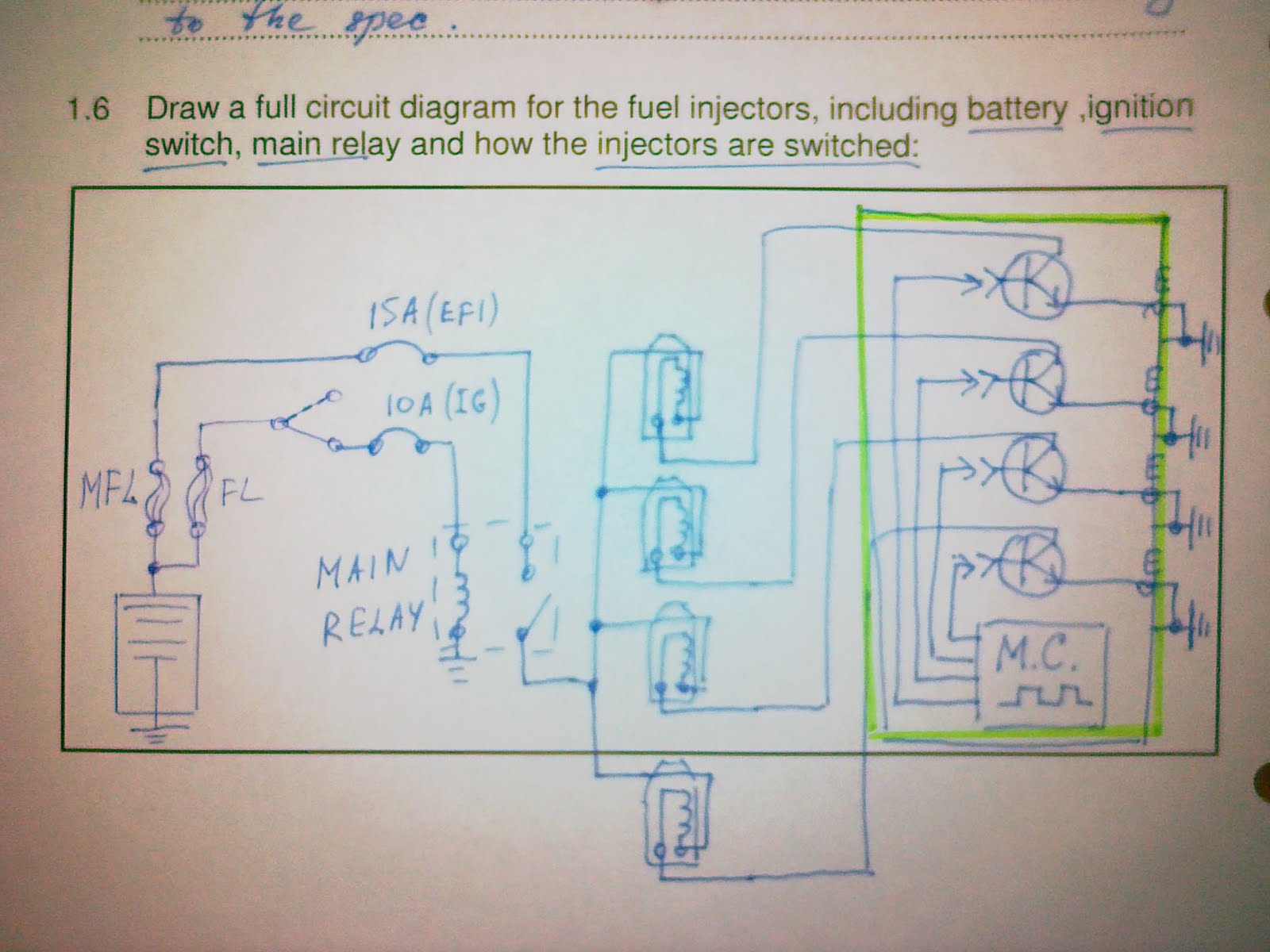Circuit Diagram for the fuel injectors