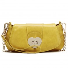 yellow small leather Cutey shoulder bag with hand strap 