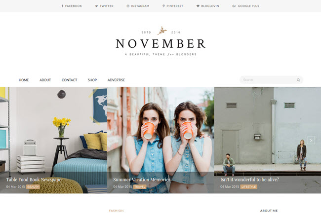 November - Responsive Minimal Blogger Template