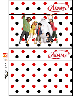 Big Hero 6: Etiquetas Candy Bar para Imprimir Gratis. Etiquetas para chicles Adams de Pokemon para imprimir gratis.