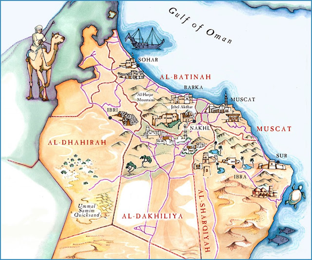 Mapa turístico da região de Mascate - Omã