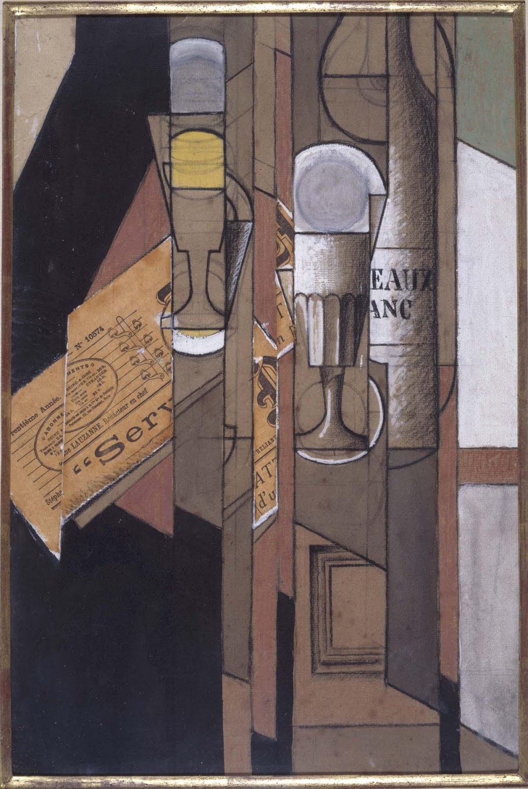 Las Ruinas De Palmira Vasos Periódico Y Botella De Vino 1913 Juan Gris