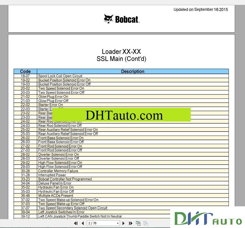 BOBCAT SERVICE CODE FULL [09.2015] Automotive Library