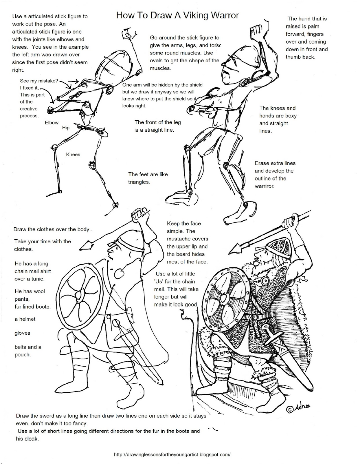 How to Draw Worksheets for The Young Artist How To Draw A Viking