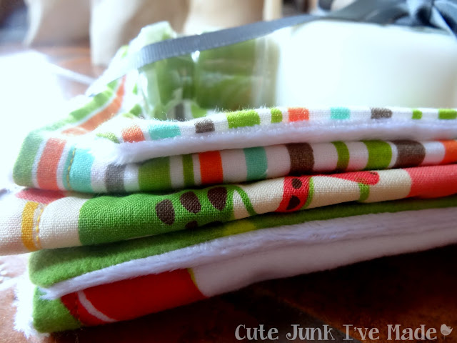 One-Hour Burp Cloths - Finished burp cloths tied up