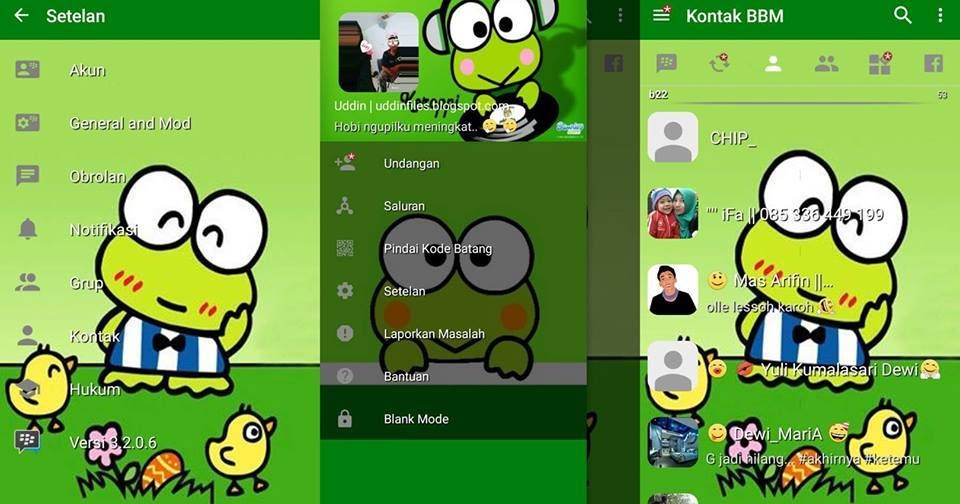 BBM Mod Keroppi green terbaru V3.2.0.6 Apk