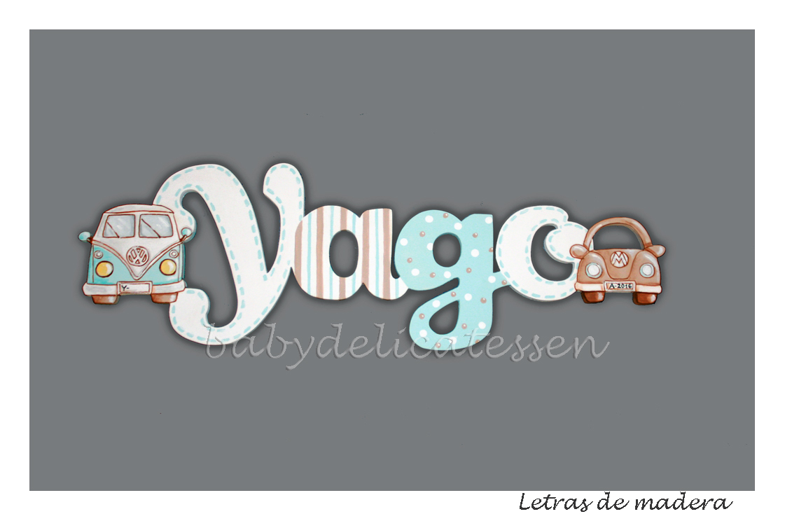 BABY DELICATESSEN LETRAS DE MADERA: YAGO. NOMBRE Y MEDIDOR