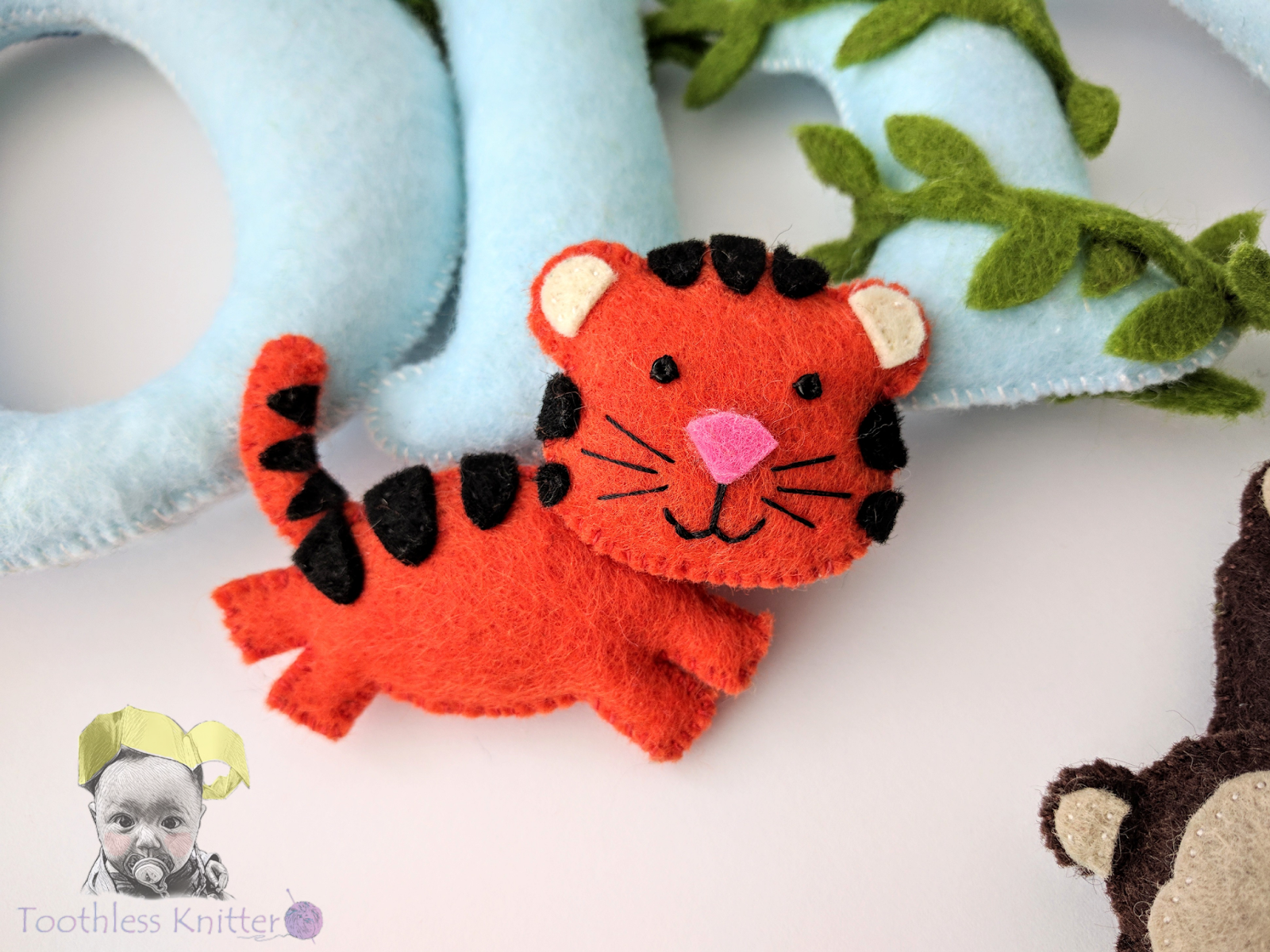 Toothless Knitter Felt Baby Name Banner Tiger